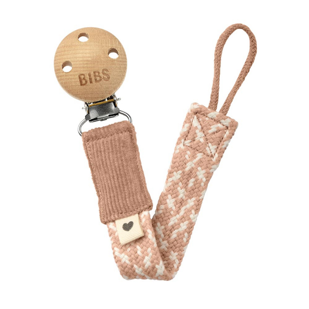 BIBS Paci Braid klip na dudlík (Blush / Ivory)