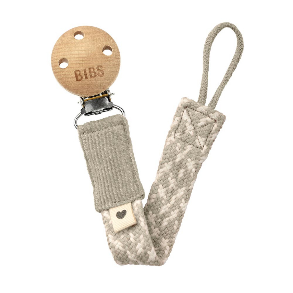 BIBS Paci Braid klip na dudlík (Sand / Ivory)