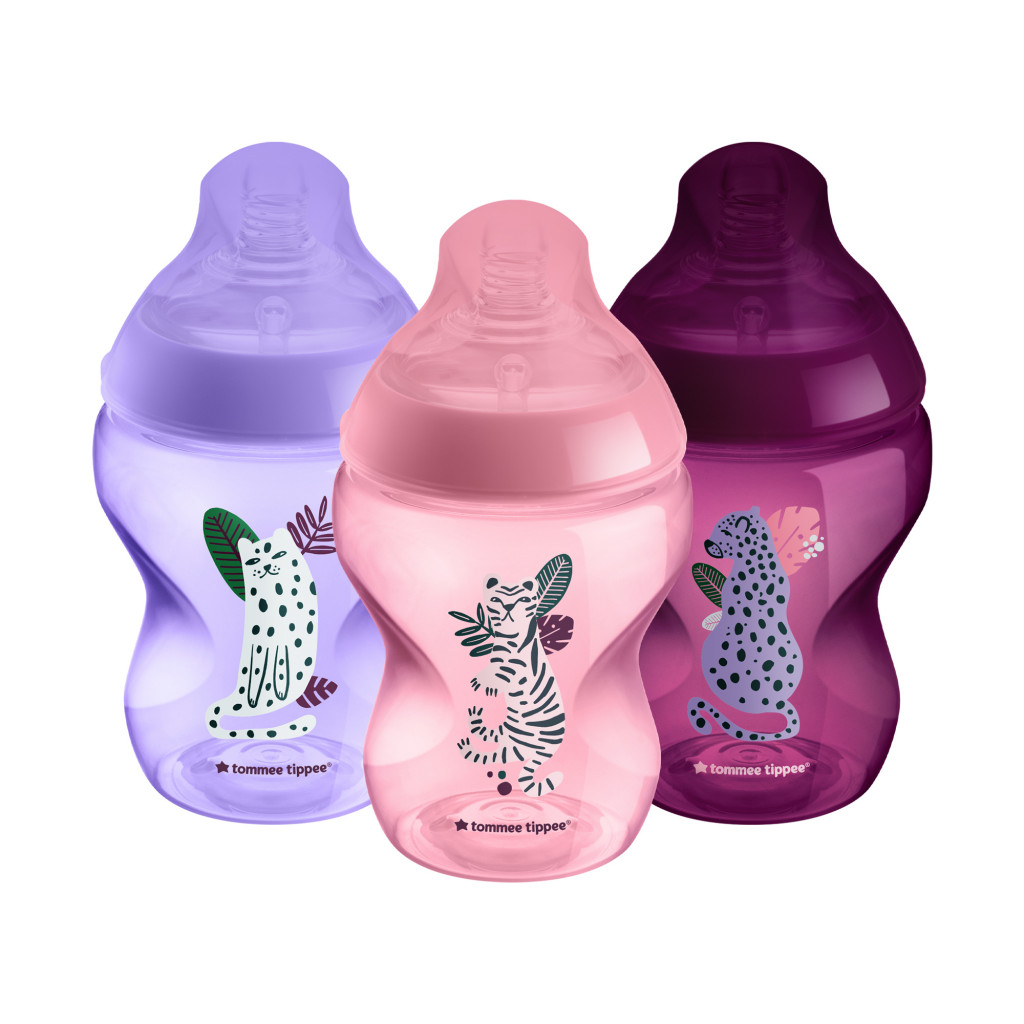 Tommee Tippee Kojenecká láhev C2N Jungle Purple 260ml 3ks 0m+