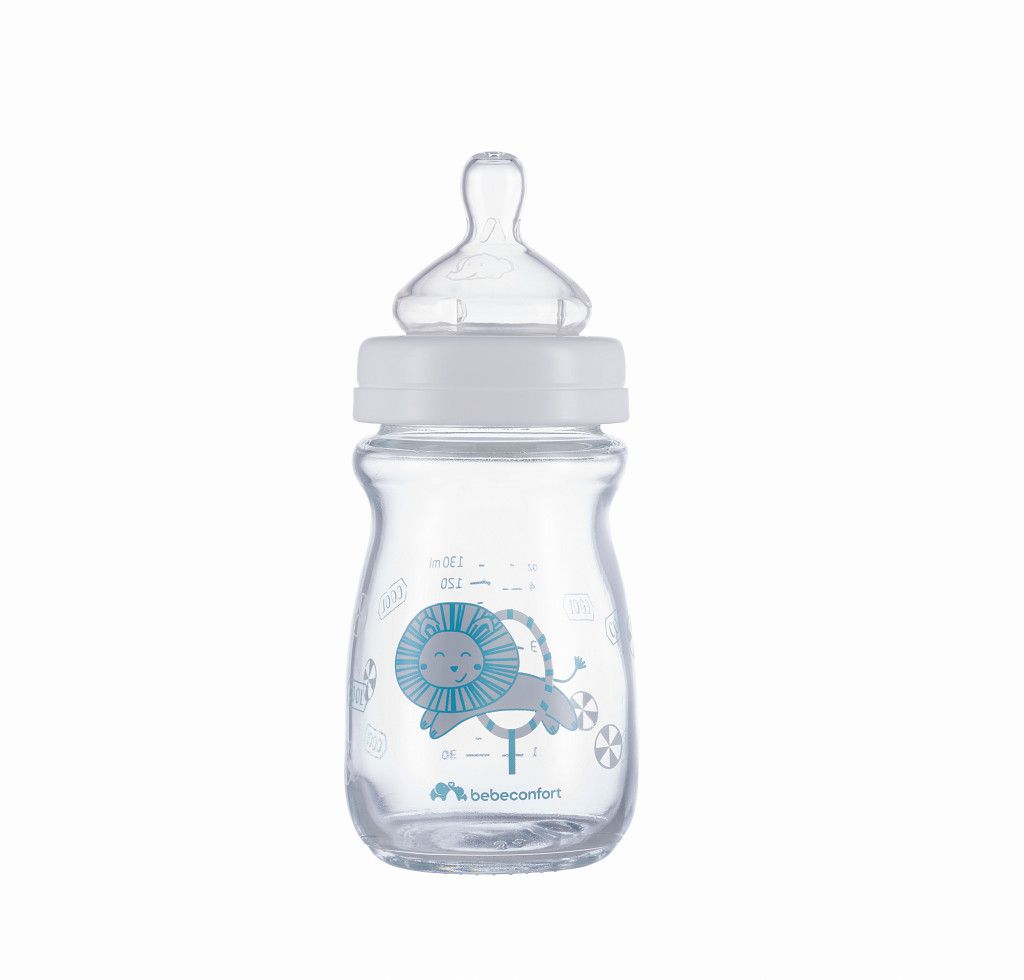 Bebeconfort Kojenecká láhev Emotion Glass 130ml 0-6m White