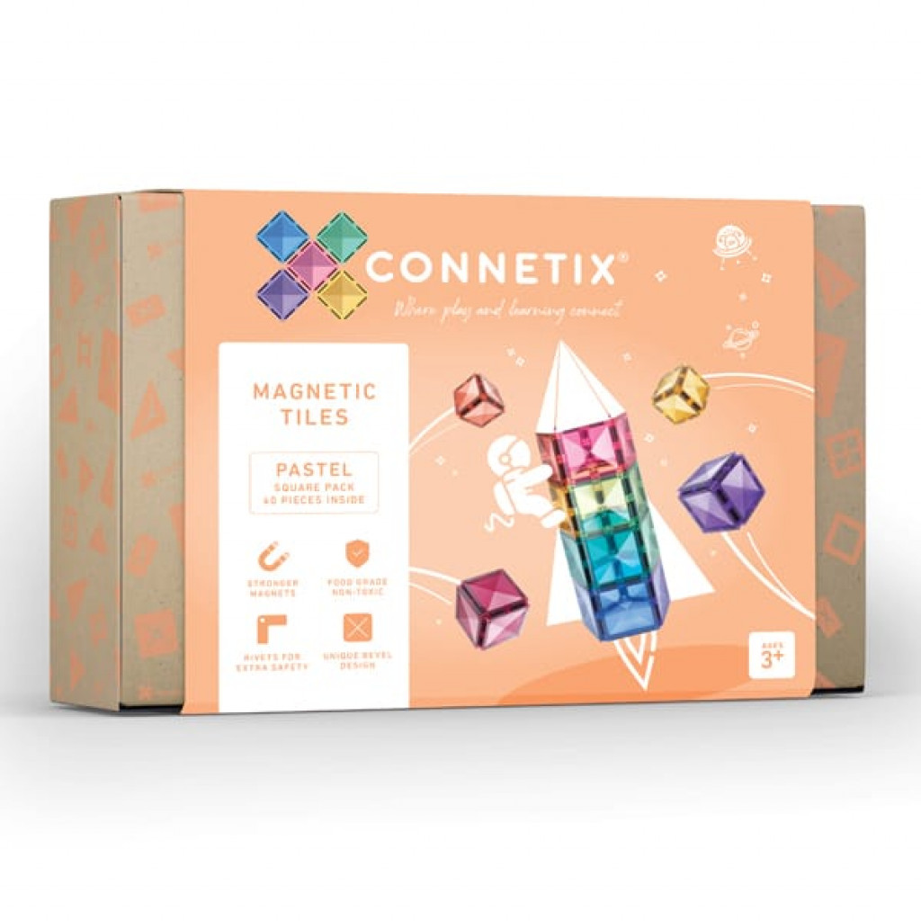 Connetix Magnetická stavebnice - Pastel Square Pack 40 ks