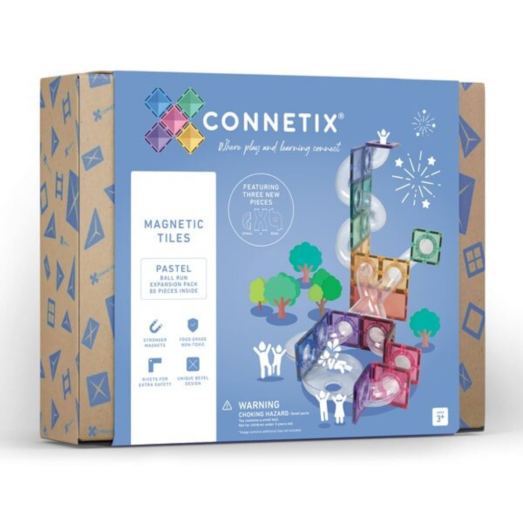 Connetix Magnetická stavebnice - Pastel Ball Run Expansion Pack 80 ks