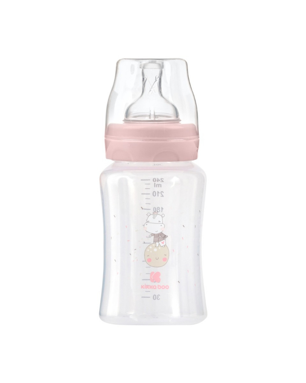 KikkaBoo Kojenecká láhev 240ml 3m+ Hippo Dreams Pink