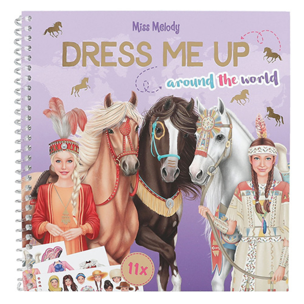 Miss Melody Dress me up around the world, 11 aršíků samolepek