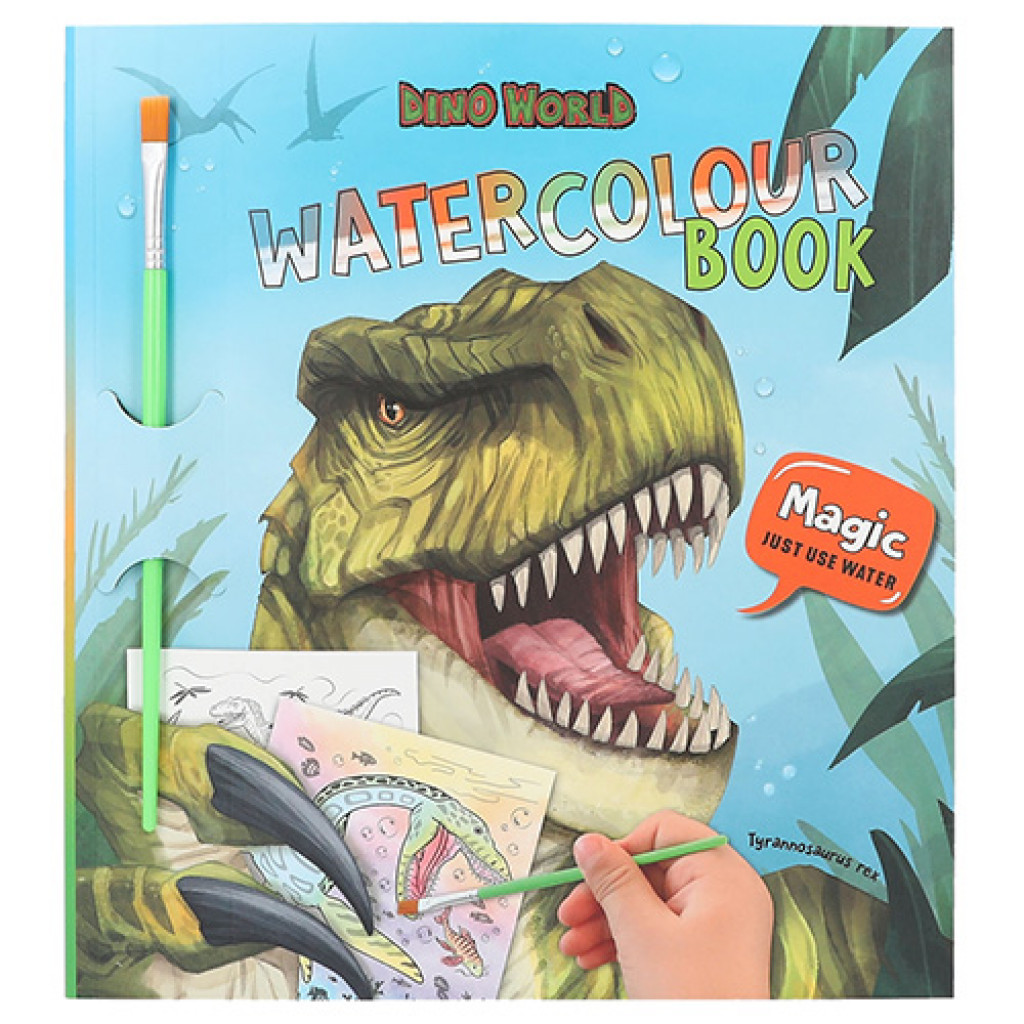 Dino World Omalovánka | Watercolouring Book, se stětcem