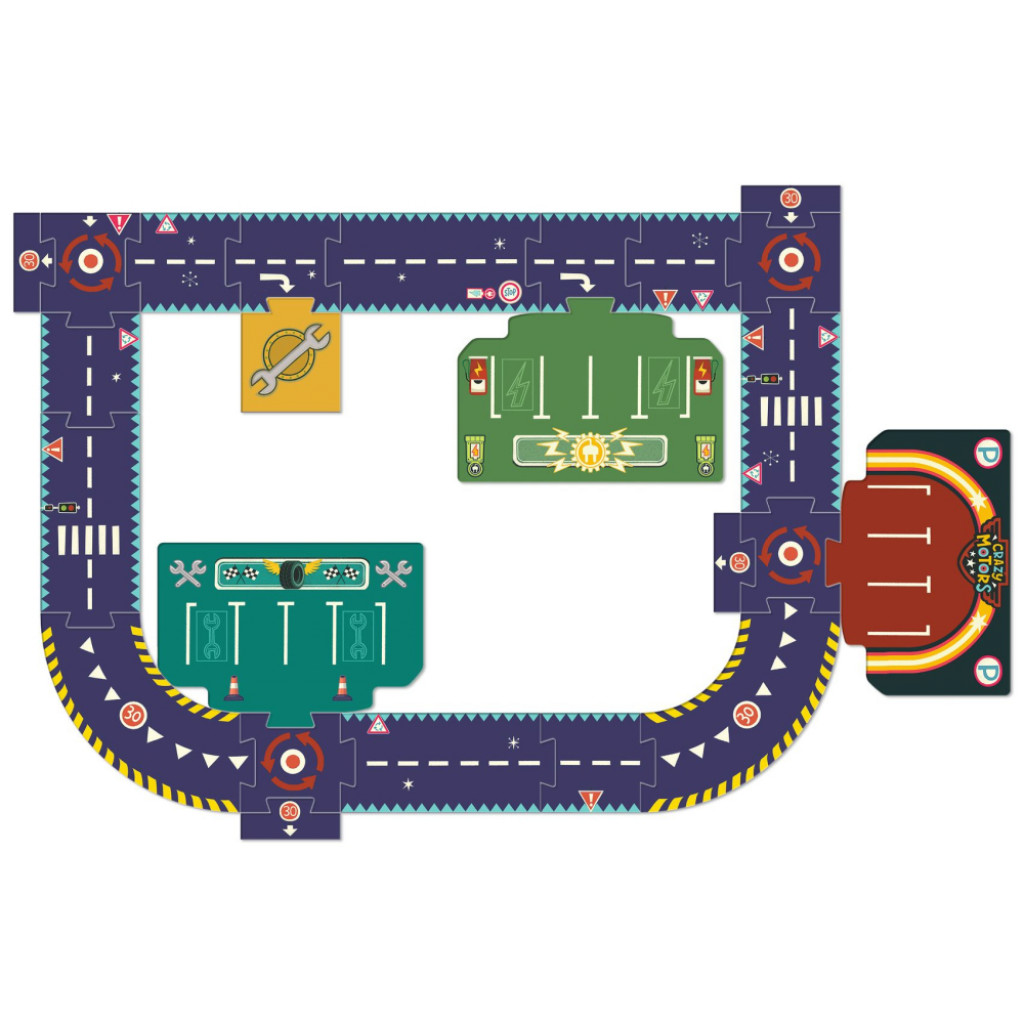 DJECO Obrovské puzzle: Mestský okruh Crazy Motors (24 dielov)