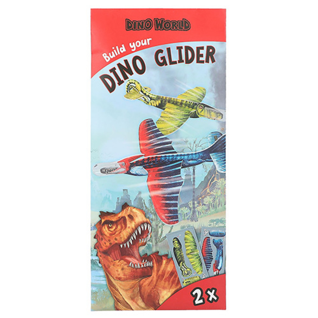 Dino World ASST | Létající házedlo Build your Dino Glider, 2ks v balení, Červená