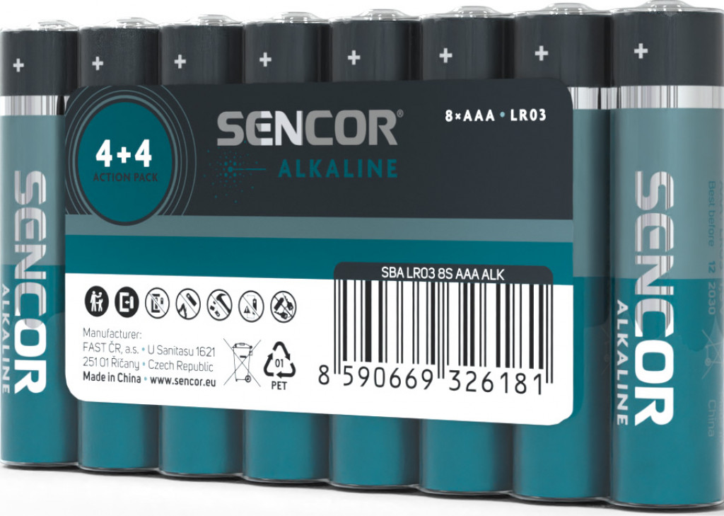 Sencor Alkalické baterie AAA 8 ks