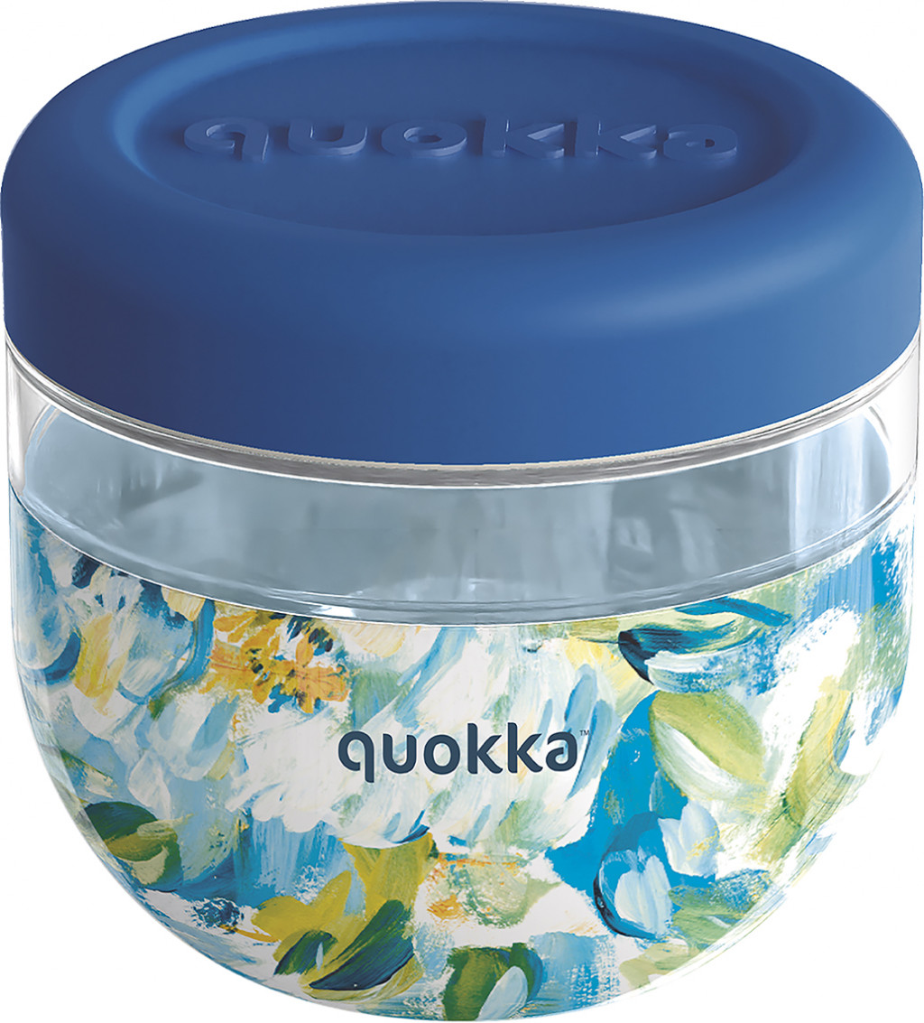 Quokka Plastová nádoba na jídlo Bubble Blue Peonies 770 ml