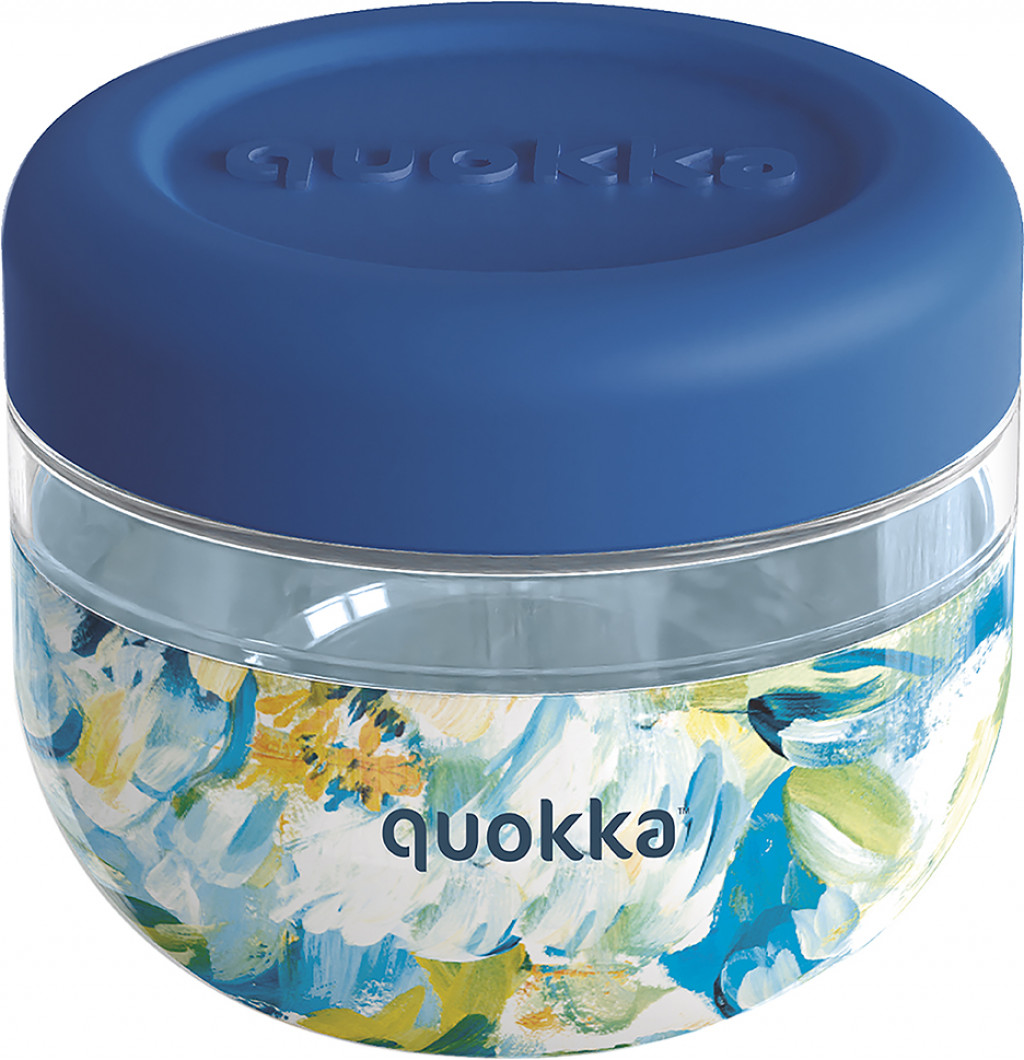 Quokka Plastová nádoba na jídlo Bubble Blue Peonies 500 ml