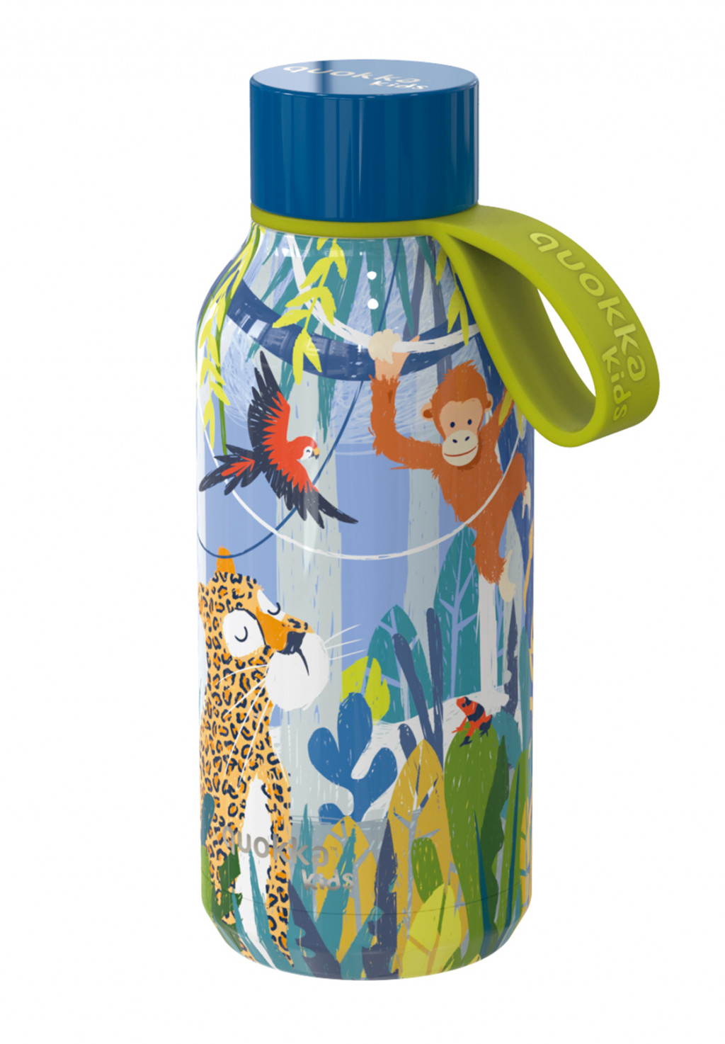 Quokka Nerezová termoláhev Solid Kids s poutkem Jungle 330 ml