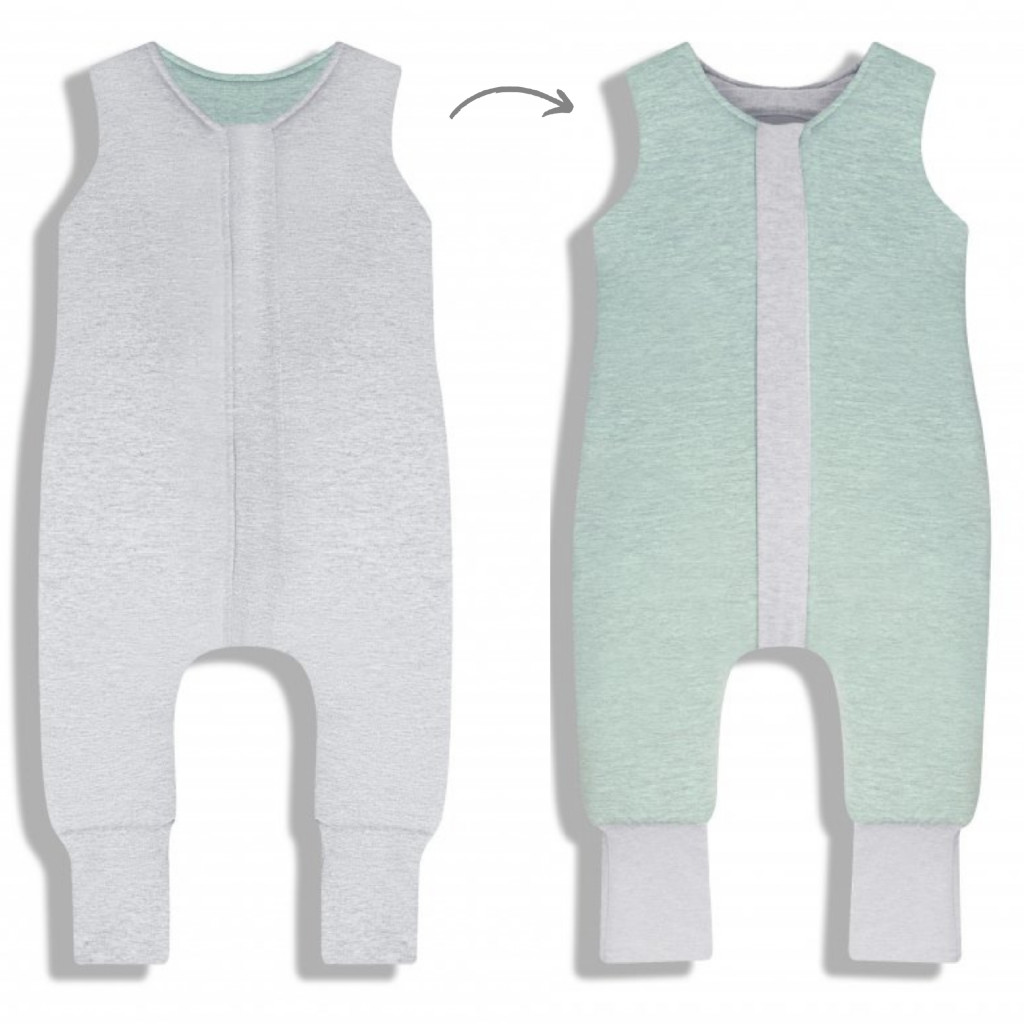 Sleepee Celoroční spací pytel s nohavicemi Sleepee Melange Grey/Mint XS