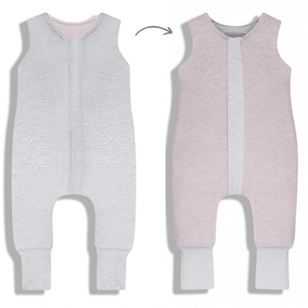 Sleepee Celoroční spací pytel s nohavicemi Sleepee Melange Grey/Pink XS