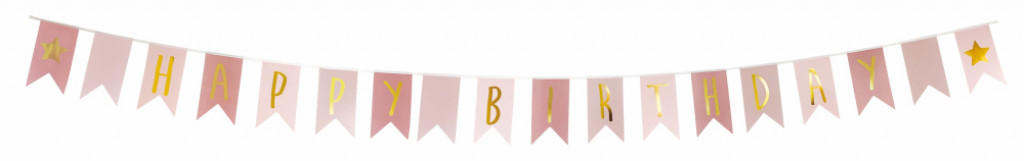 JaBaDaBaDo Jabadabado Banner Happy Birthday Růžový