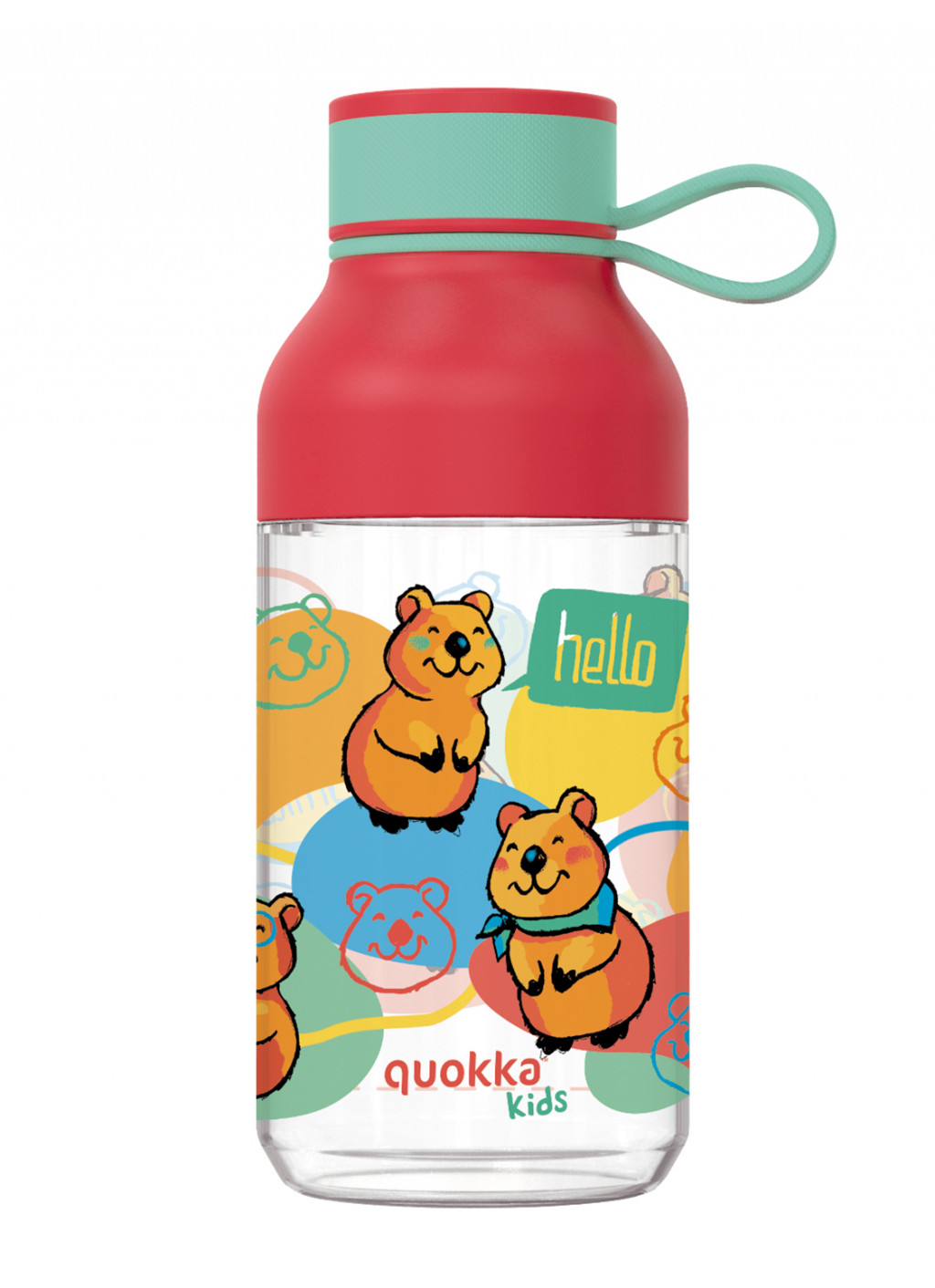 Quokka Plastová láhev Ice Kids s poutkem Happy 430 ml