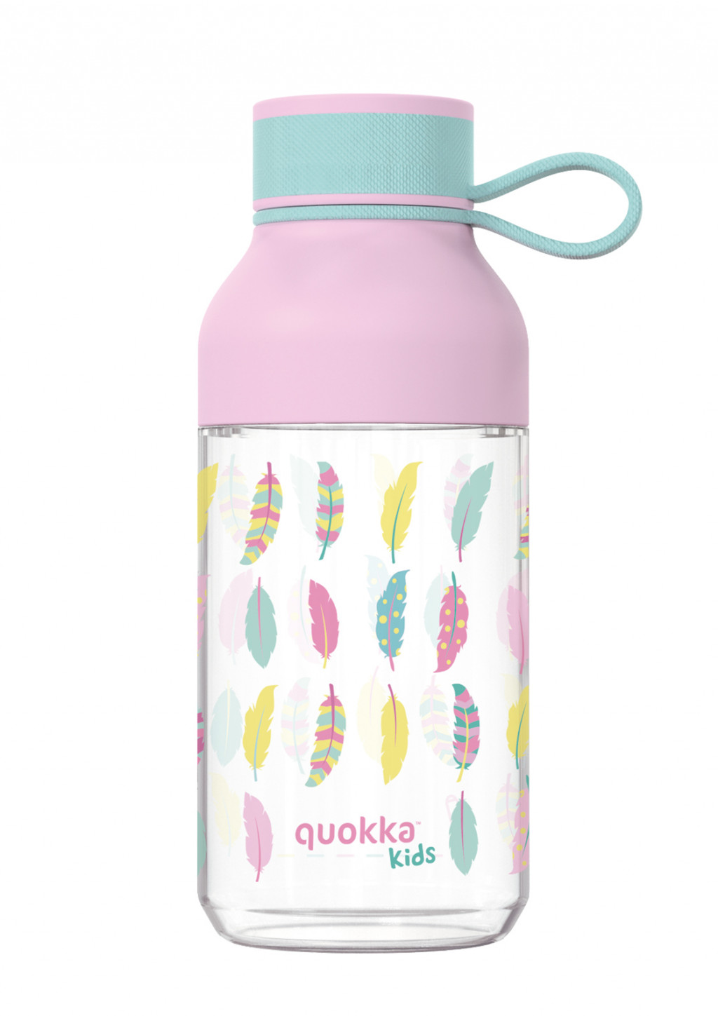 Quokka Plastová láhev Ice Kids s poutkem Feathers 430 ml