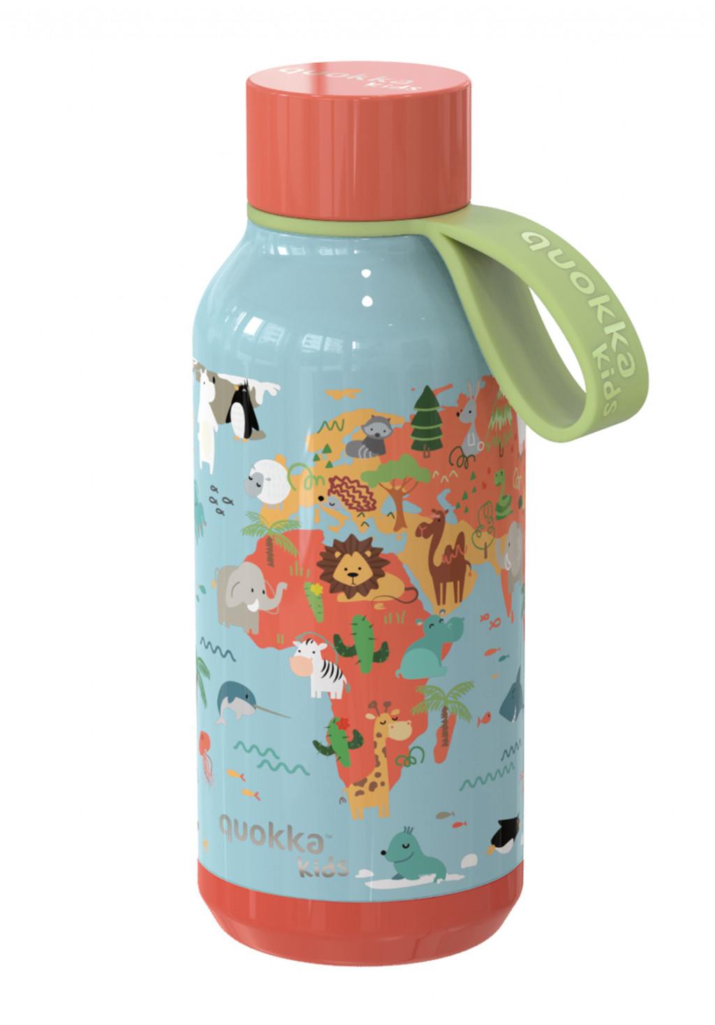 Quokka Nerezová termoláhev Solid Kids s poutkem Map of Life 330 ml