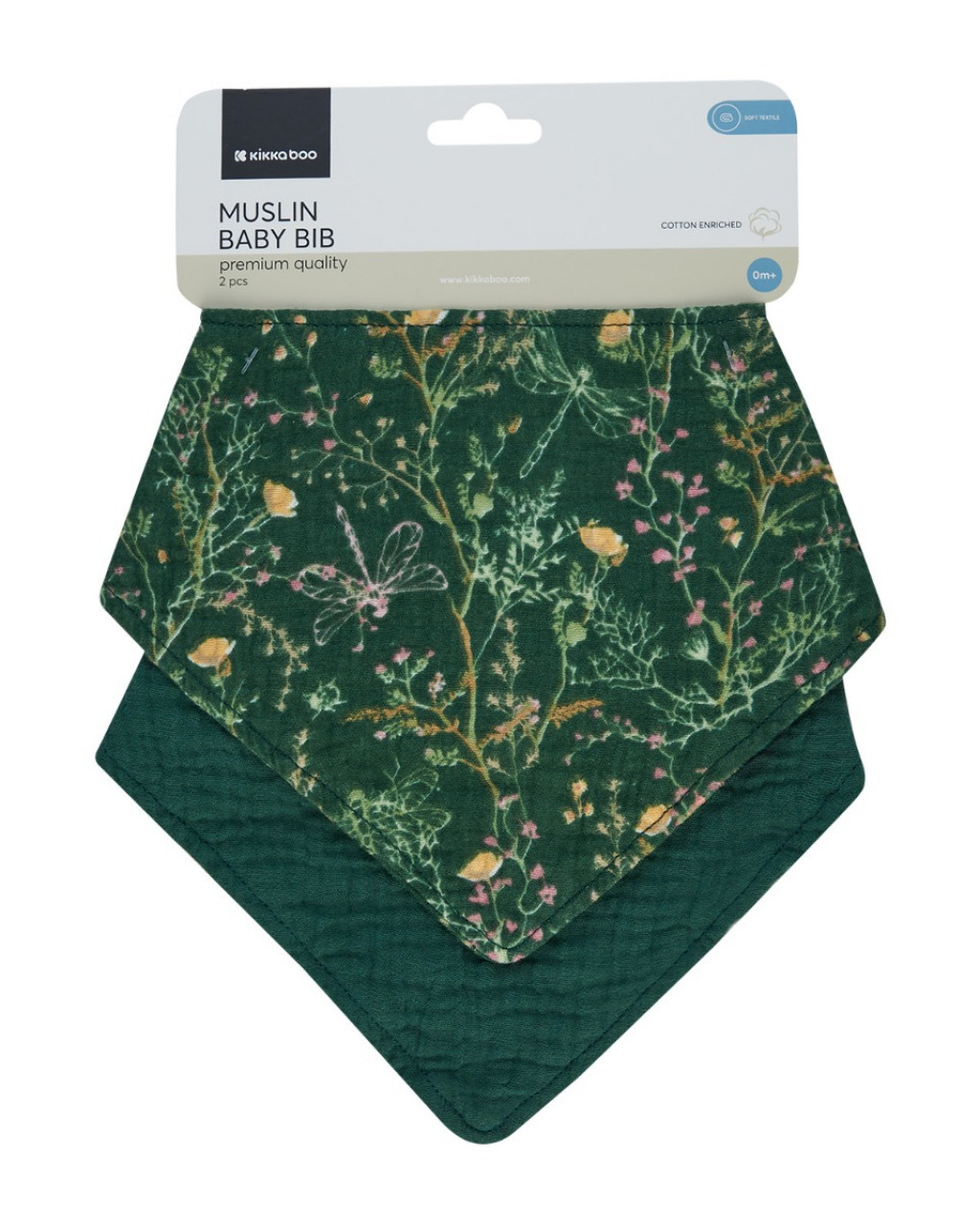 KikkaBoo Bryndáček bandana 2ks Secret Garden Green