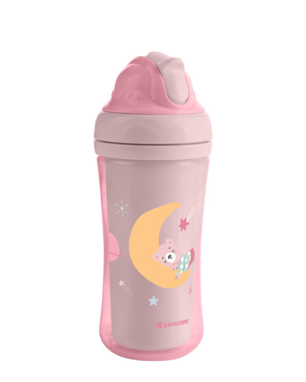 KikkaBoo Hrnek se silikonovým brčkem 220ml 8m+ Moony me Pink