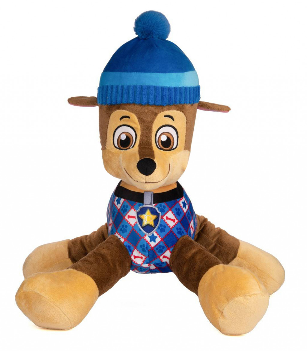 Aurora Plyšový psík Chase - modrý v zimnej čiapke - Paw Patrol - 50 cm