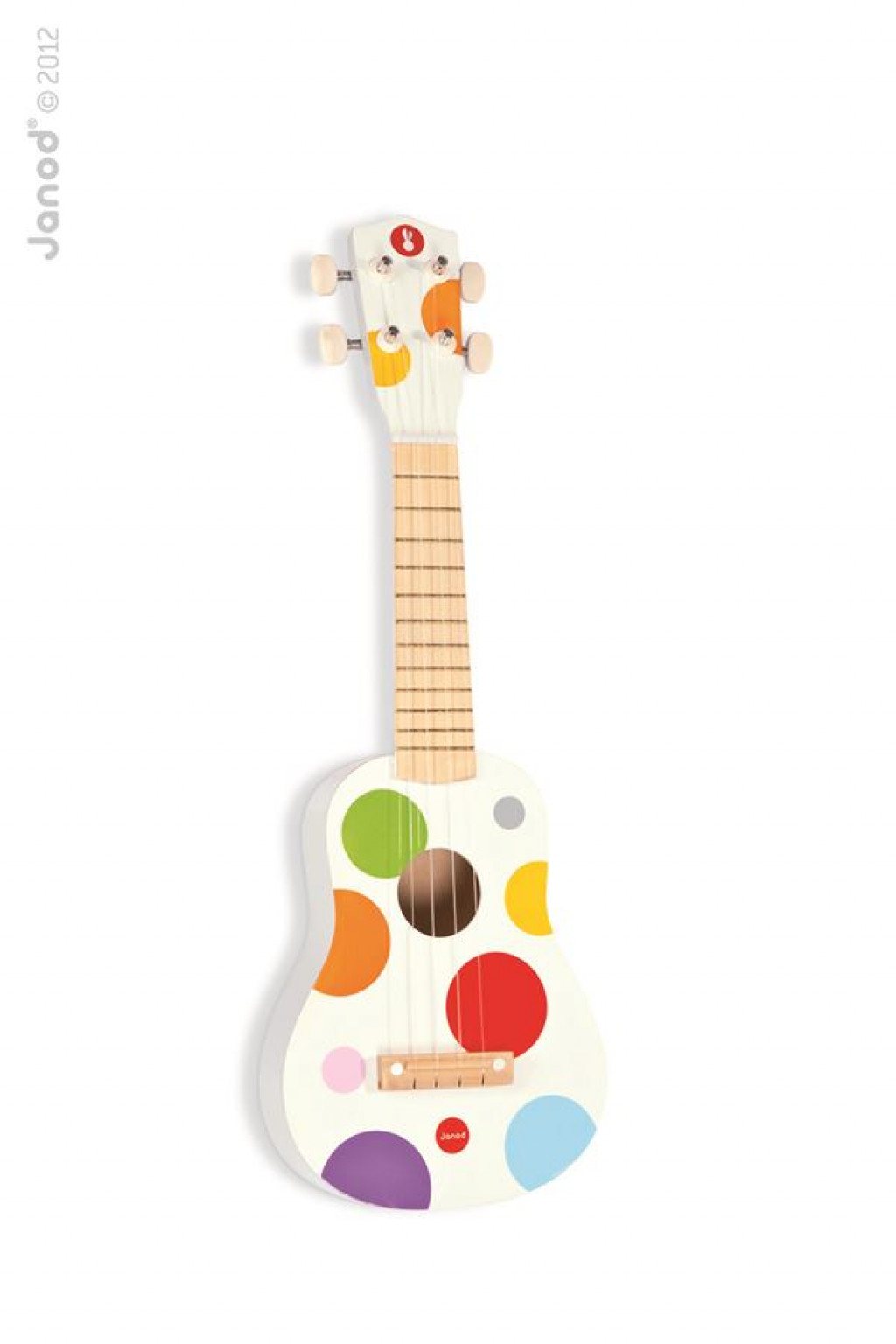 Janod Dřevěné ukulele Confetti s reálným zvukem 4 struny