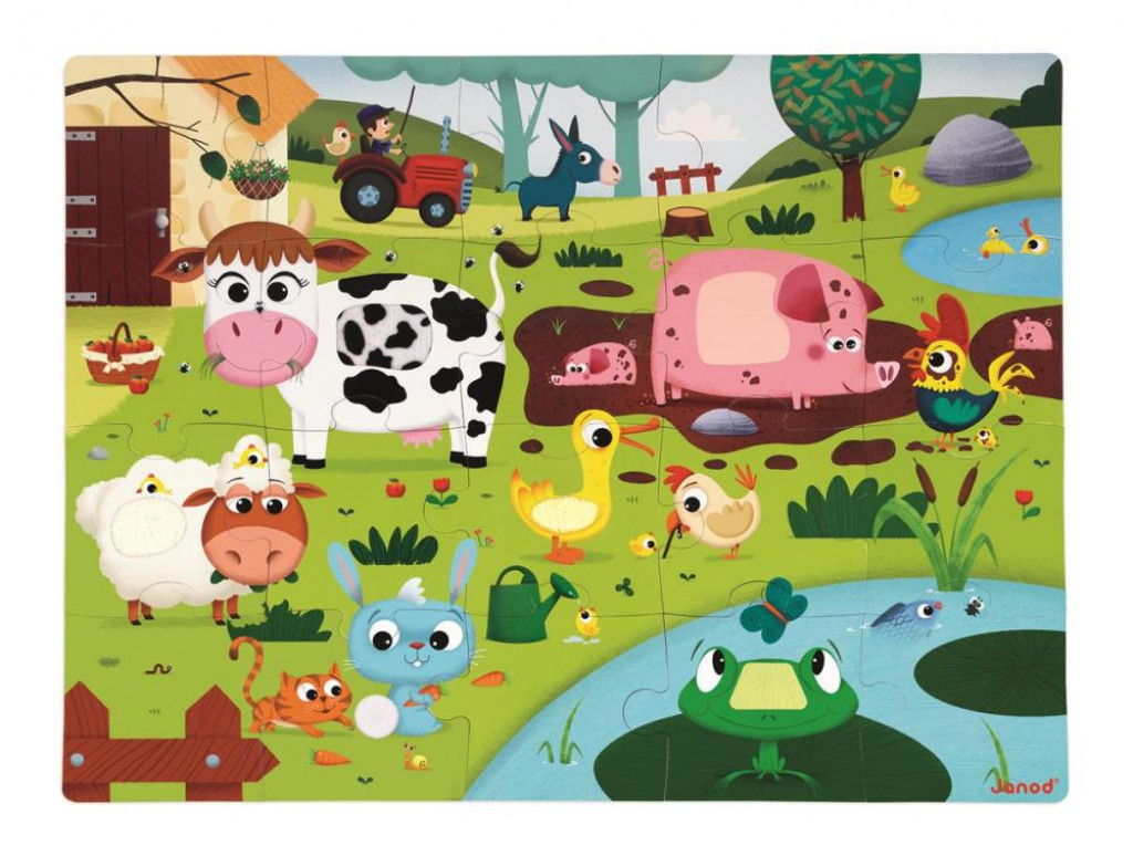 Janod Puzzle dotykové Zvířátka na farmě s texturou 20 ks