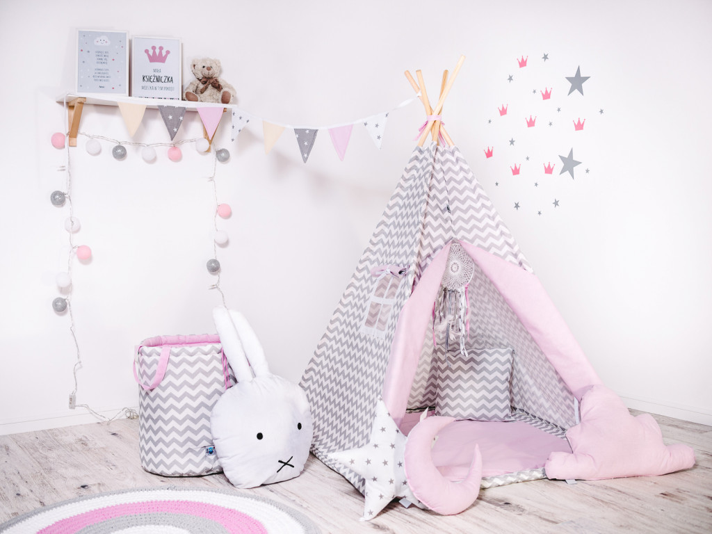 Elis design Teepee stan set Cik Cak sivo-ružový varianta: standard