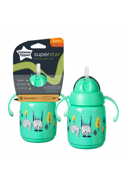 Netekoucí hrnek Superstar s brčkem 300ml 6m+ Green