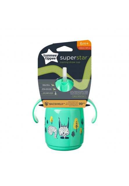 Netekoucí hrnek Superstar s brčkem 300ml 6m+ Green