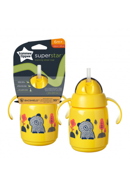 Netekoucí hrnek Superstar s brčkem 300ml 6m+ Yellow