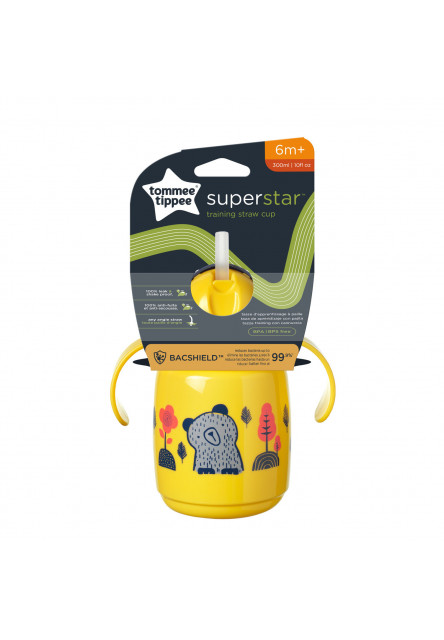 Netekoucí hrnek Superstar s brčkem 300ml 6m+ Yellow