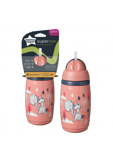 Netekoucí termohrnek Superstar s brčkem 266ml 12m+ Pink