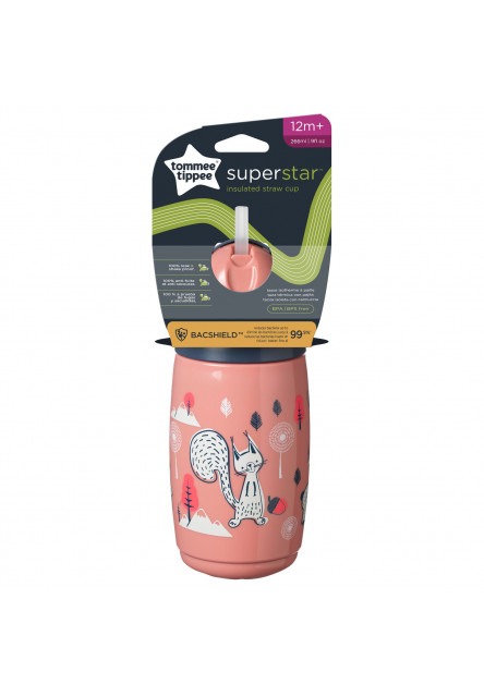 Netekoucí termohrnek Superstar s brčkem 266ml 12m+ Pink