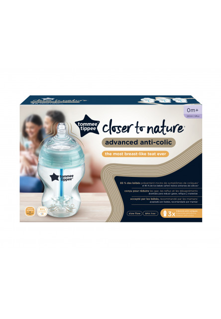 Kojenecká láhev C2N ANTI-COLIC 260ml 3ks 0m+