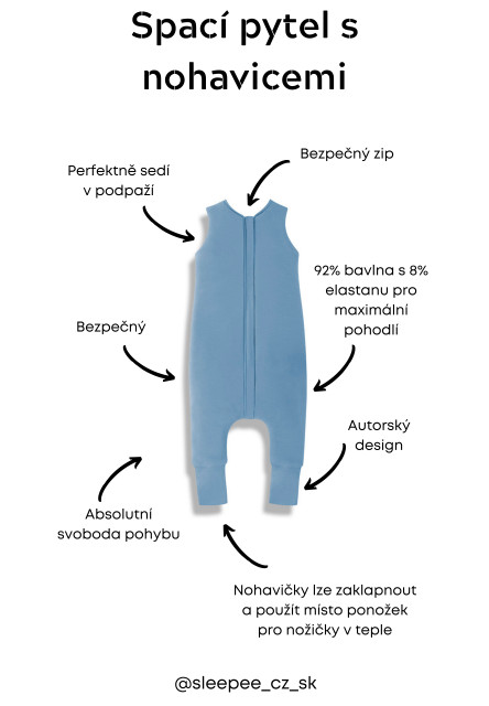 Lehký spací pytel s nohavicemi Sleepee Grey M