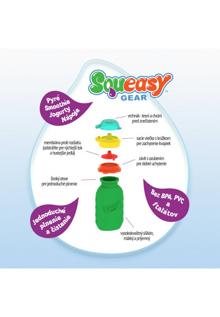 Squeasy Gear silikónová kapsička 180 ml (modrá)