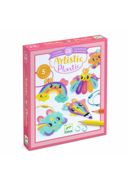 Artistic Plastic: Kawaii prívesky na kľúče z magického plastu na vyfarbovanie (5ks)