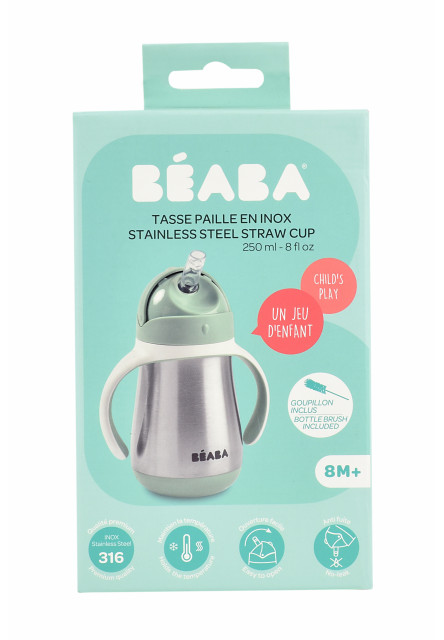 Hrnek termoizolační s brčkem nerez 250ml Sage Green