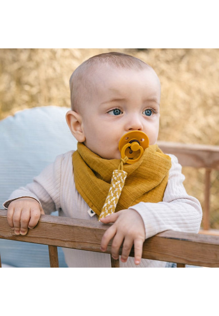 BIBS Paci Braid klip na cumlík (Pale Butter / Ivory)