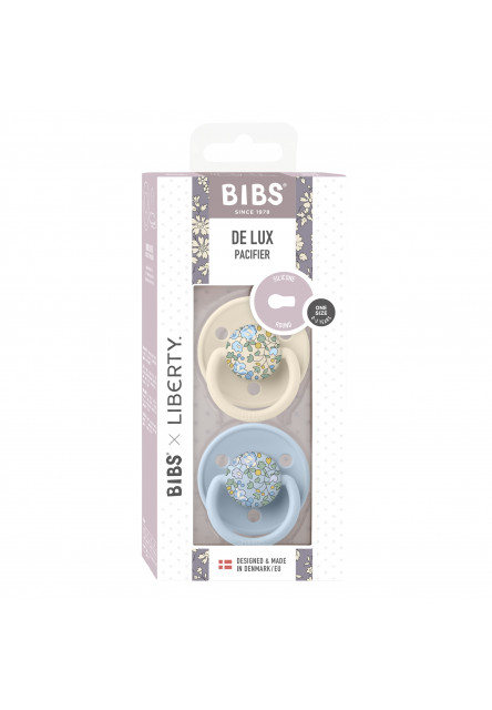 BIBS x LIBERTY De Lux cumlíky zo silikónu 2ks - one size (Ivory / Baby Blue)