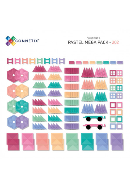 Magnetická stavebnice - Pastel Mega Pack 202 ks