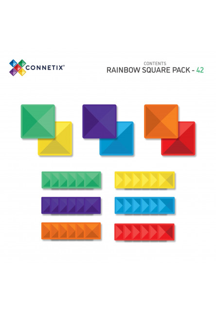 Magnetická stavebnice - Rainbow Square Pack 42 ks