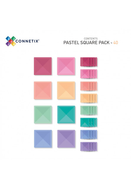 Magnetická stavebnice - Pastel Square Pack 40 ks