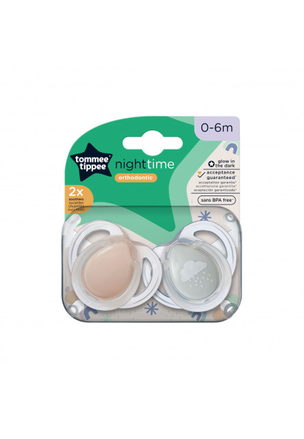 Cumlík symetrický silikón Night 0-6m 2 ks, Růž./Modrá Tommee Tippee