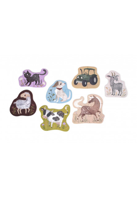 Sada siedmych puzzle farm animals