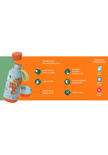 Nerezová termoláhev Solid Kids s poutkem Flowers 330 ml