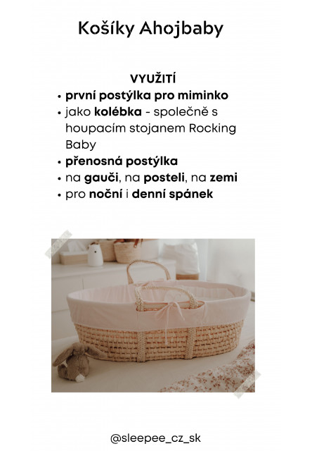 Ahojbaby Mojžíšův košík pro miminko Paper Dream white + matrace Basic