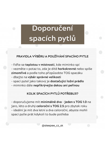 Celoroční spací pytel s nohavicemi Sleepee Eukalyptus/Černé tečky XS