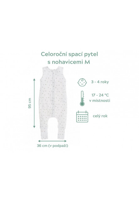 Celoroční spací pytel s nohavicemi Sleepee Vintage Animals Almond/Cream M