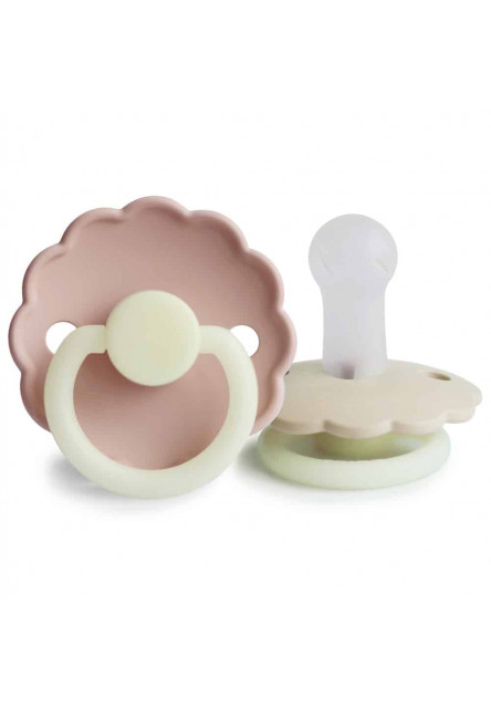 Dvojbalenie cumlíkov frigg daisy night blush/ cream, 0-6m, silikón